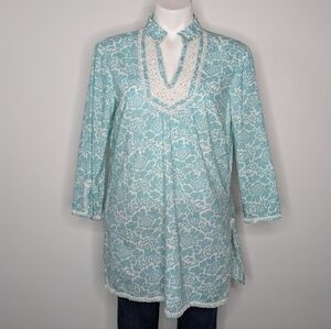 346 Brooks Brothers blue white cotton tunic top L